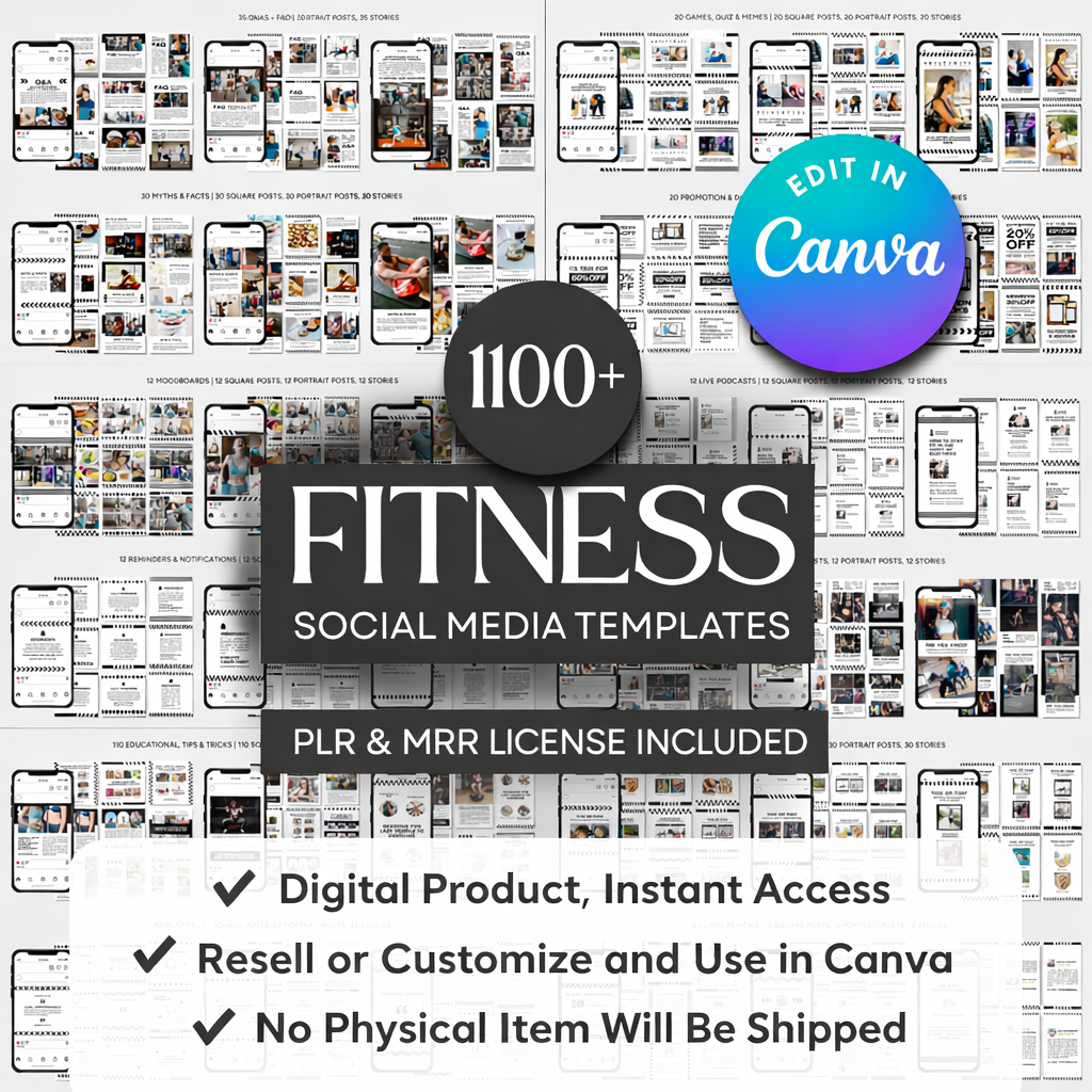 PLR MRR 1100+ Fitness, Gym, Sports