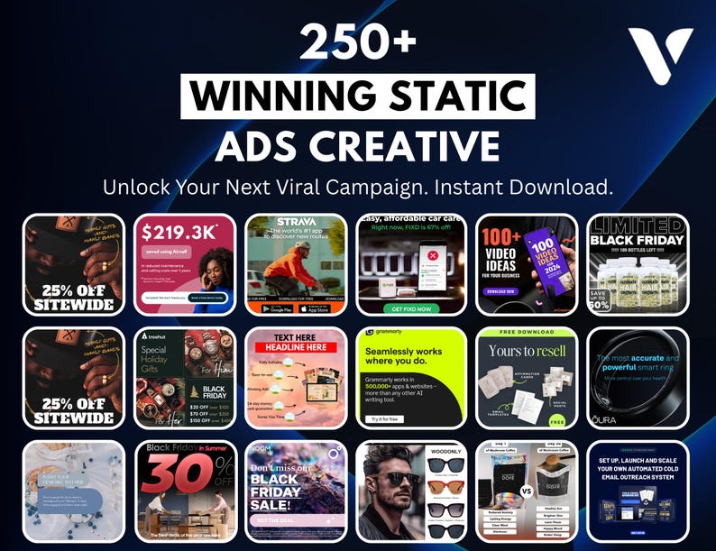 250+ Winning Canva Ad Templates Bundle | Facebook, Ecommerce & PLR Resell Rights