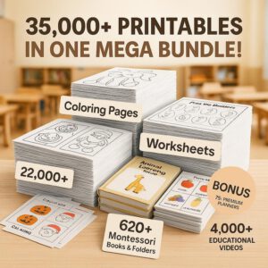 35,500+ Kids Worksheets PLR MRR Resell Rights Coloring Pages Educational Printables Bundle