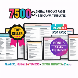 7500 pages Done for you 345 Canva Templates Bundle: Updated 2026/27 PLR Resell Rights Digital Download