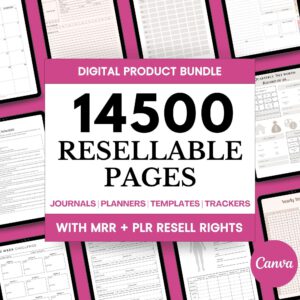 Planners Journals Trackers 14500 Pages Editable Canva Designs Printables DIY PLR Products Master Resell Rights MRR