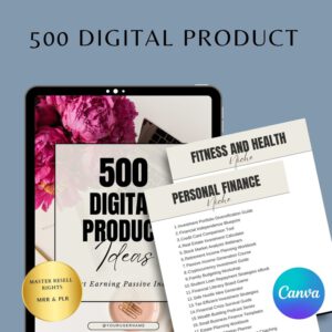 500 Passive Income Digital Product Ideas: MRR PLR Canva Templates