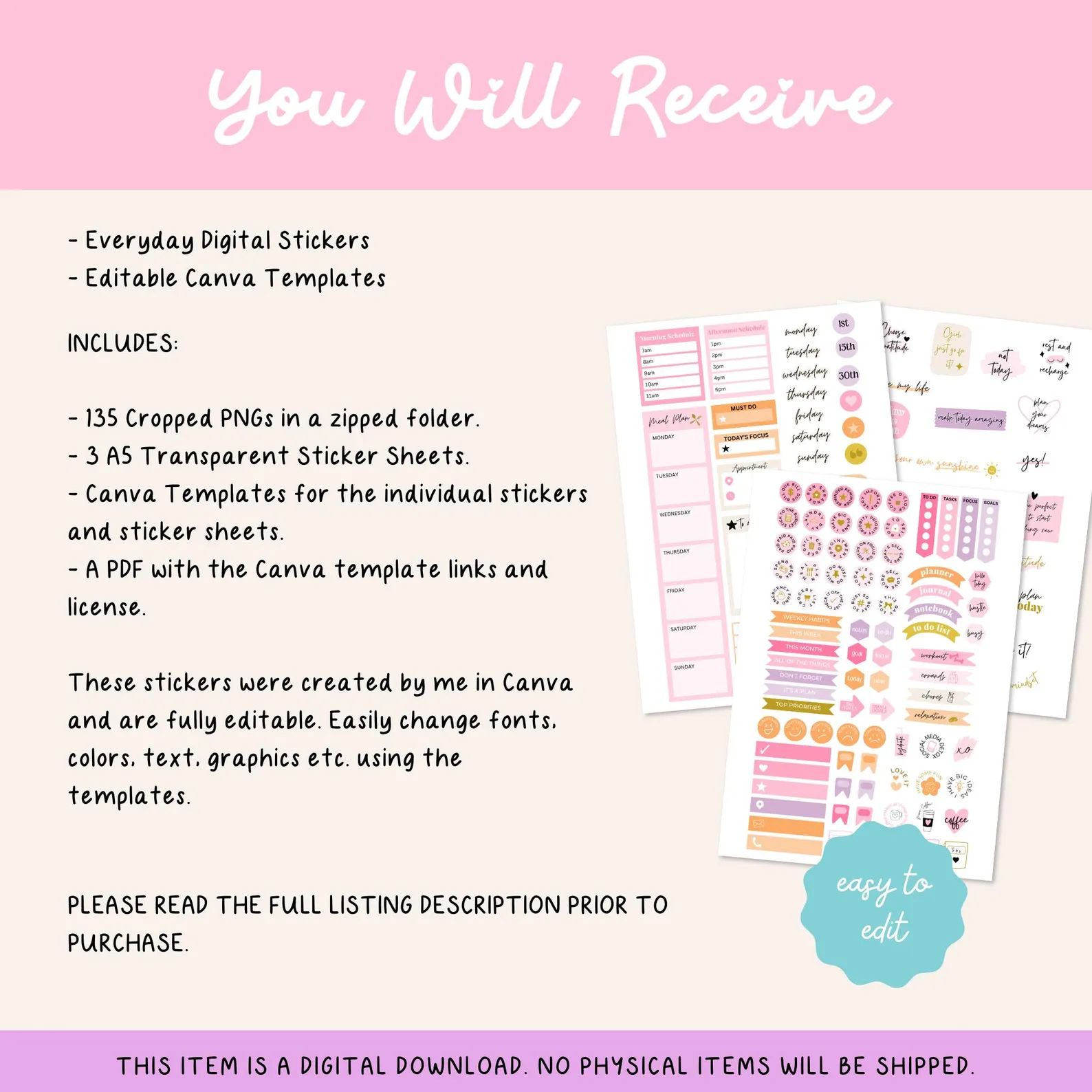 Everyday Digital Stickers, PLR Master Resell Rights, Canva Template, IPAD Sticker Sheets - Image 2